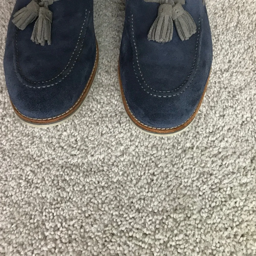 Johnston & Murphy Men's Blue Suede Ellington Tassel Tuxedo Loafers Size 12
